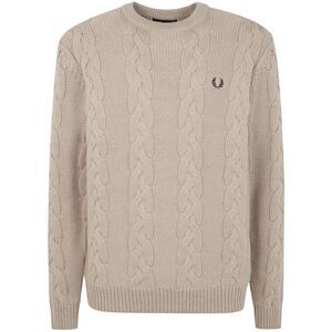 FRED PERRY Cable Knit Crew Neck Sweater Men NUDE & NEUTRALS Sweaters & Cardigans